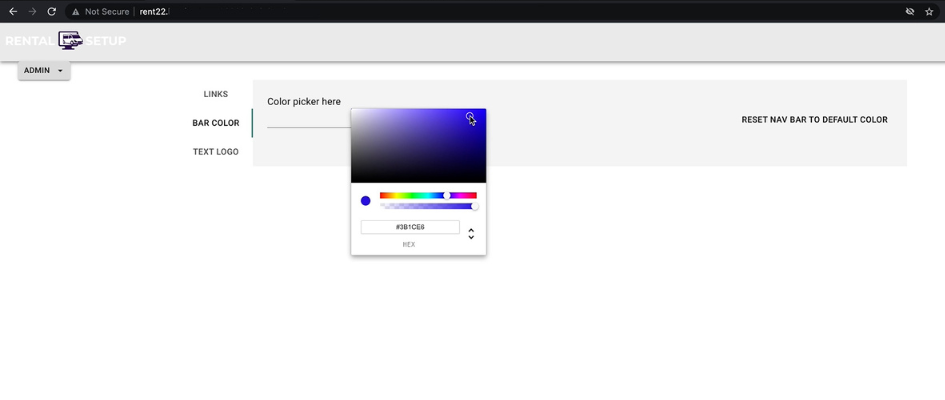 Changing color of the header in a party rental software
